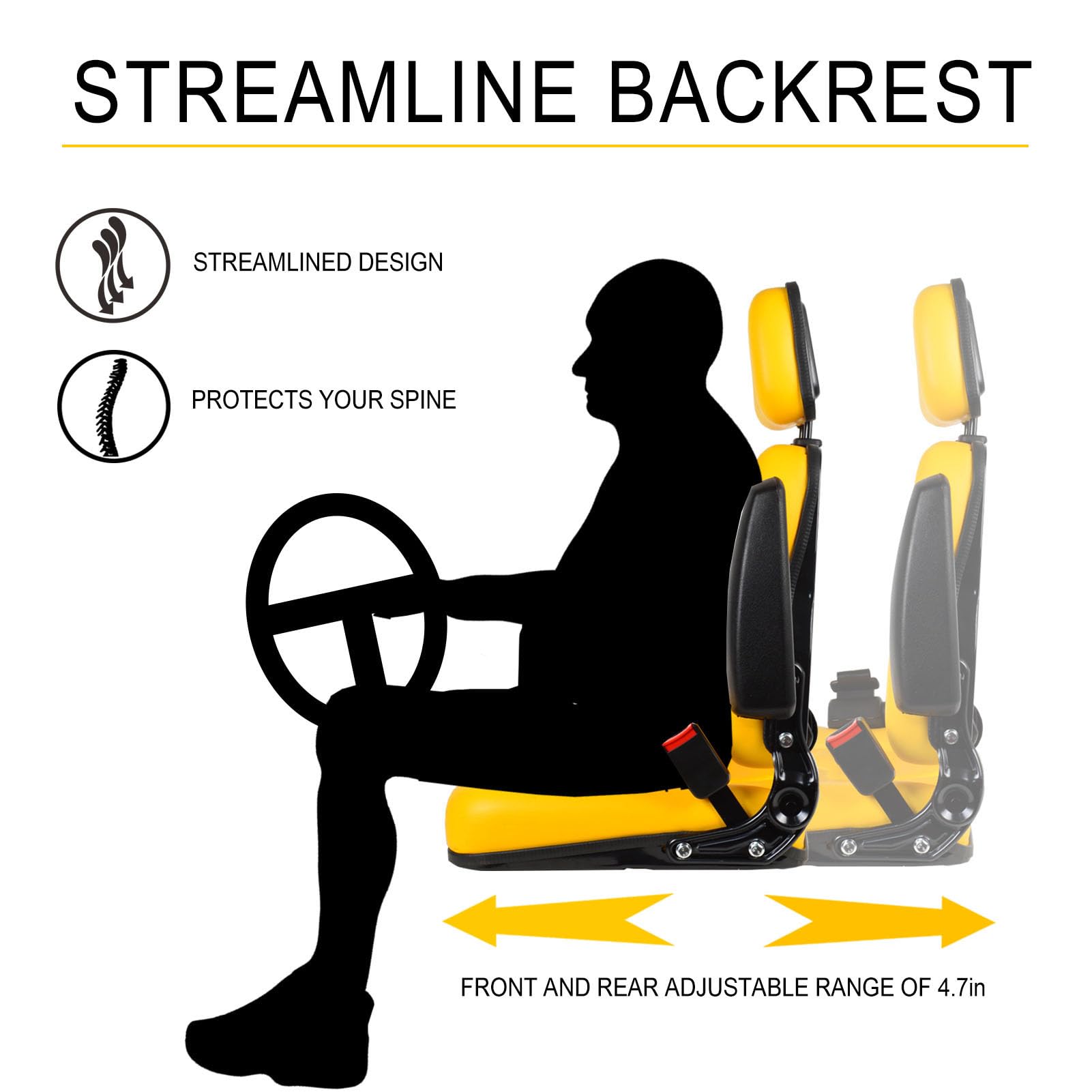 Sedile Trattore Con Molleggio ATQIK Sedile Universale Per Carrello Elevatore Con Schienale Sedile Pneumatico Trattore - Foto 7