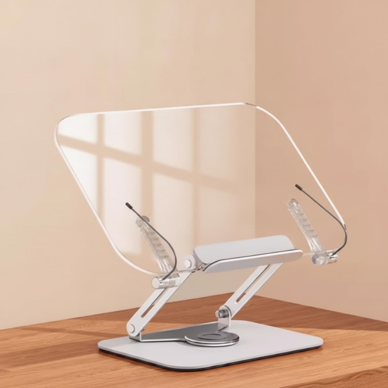 Milageto Atril de Lectura Acrílico Soporte para Libros Portadocumentos Portátil Base Estable con Pinzas Ajustable para Ángulo, Soporte De Lectura De Acrílico Básico