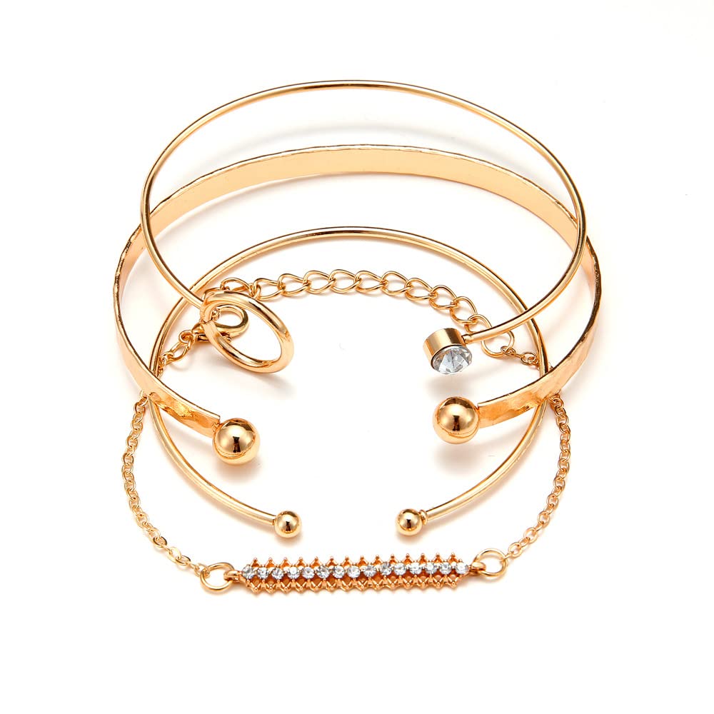 Shining Diva Fashion Set of 4 Stylish Multilayer Crystal Bangle Gold Plated Bracelet for Women and Girls (Golden) (13078b) (B09RK8DNJ1) Amazon Price History, Amazon Price Tracker