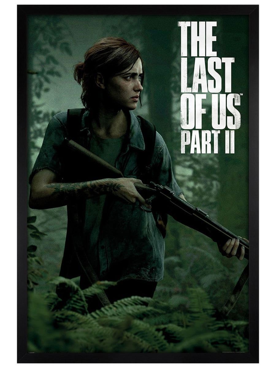 Grindstore Black The Last Of Us Part 2 (Ellie) Maxi Poster - Wooden Framed - Framed Poster Print, Wall Decor/Art, Home Gift Idea, For Living Room, Bedroom, Home Or Office Display