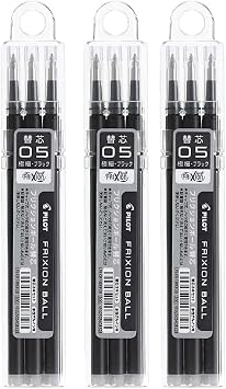 Pilot LFBKRF30EF3B Leads for FriXion Balls, 0.02 inches 0.5 mm, Pack of 3, Black