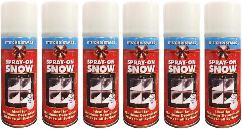 SKYTE® 6 Cans Snow Spray Artificial Snow Spray for Christmas Trees, Windows, Wreaths, Glasses, Parties 200ml Cans Unleash Winter Magic In Any Season Xmas Window Flake Decoration Plant Stencils