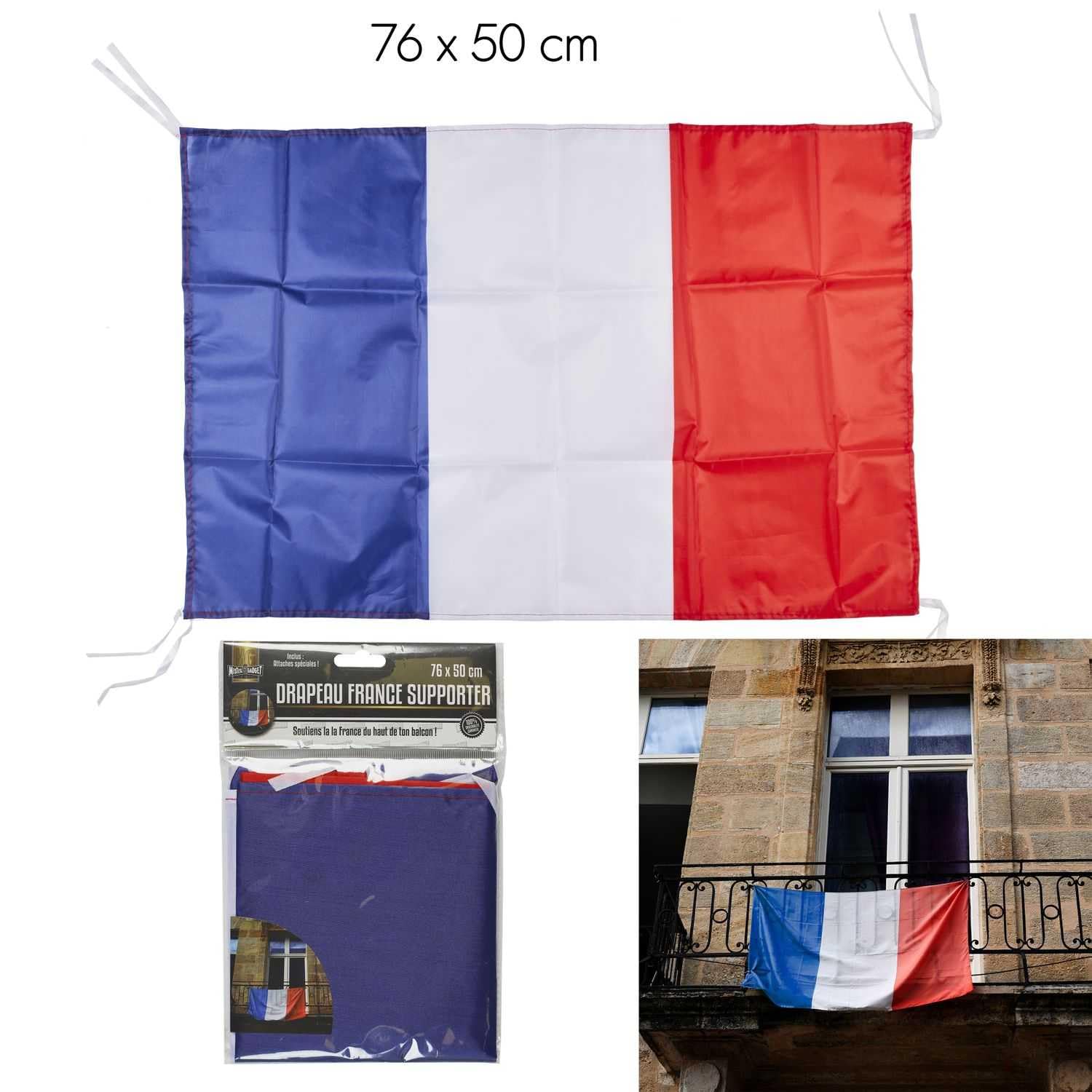 MISTER GADGET MG3461 Drapeau Français 70x50cm pour Fêtes Nationales Bleu Blanc Rouge