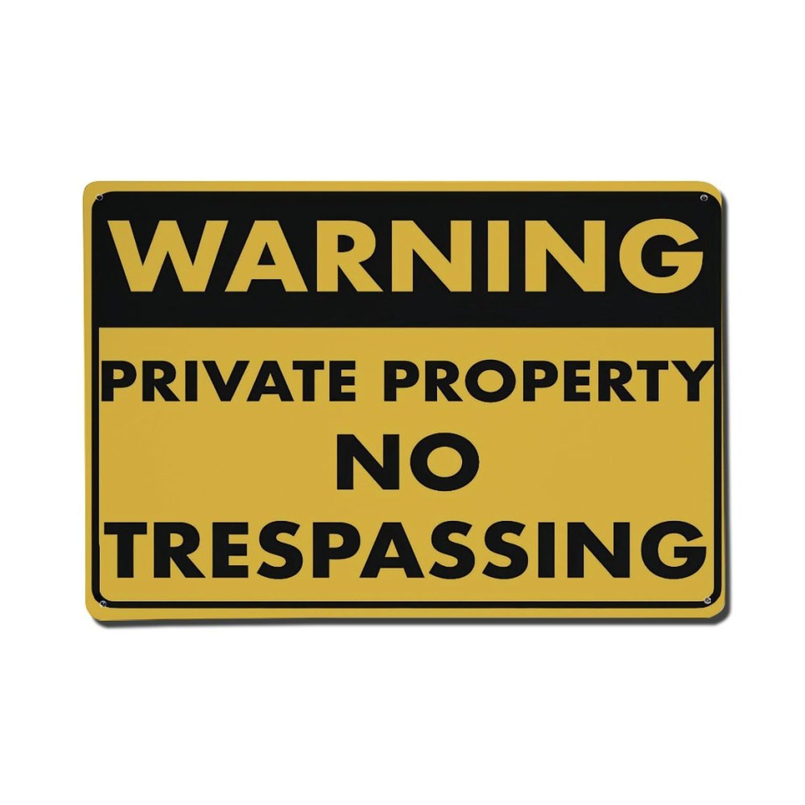 Private Property No Trespassing Warning Sign Vintage Aluminium Metal Sign, Retro Wall Decor for Home, Bar, Garage & Farmhouse 20x30cm