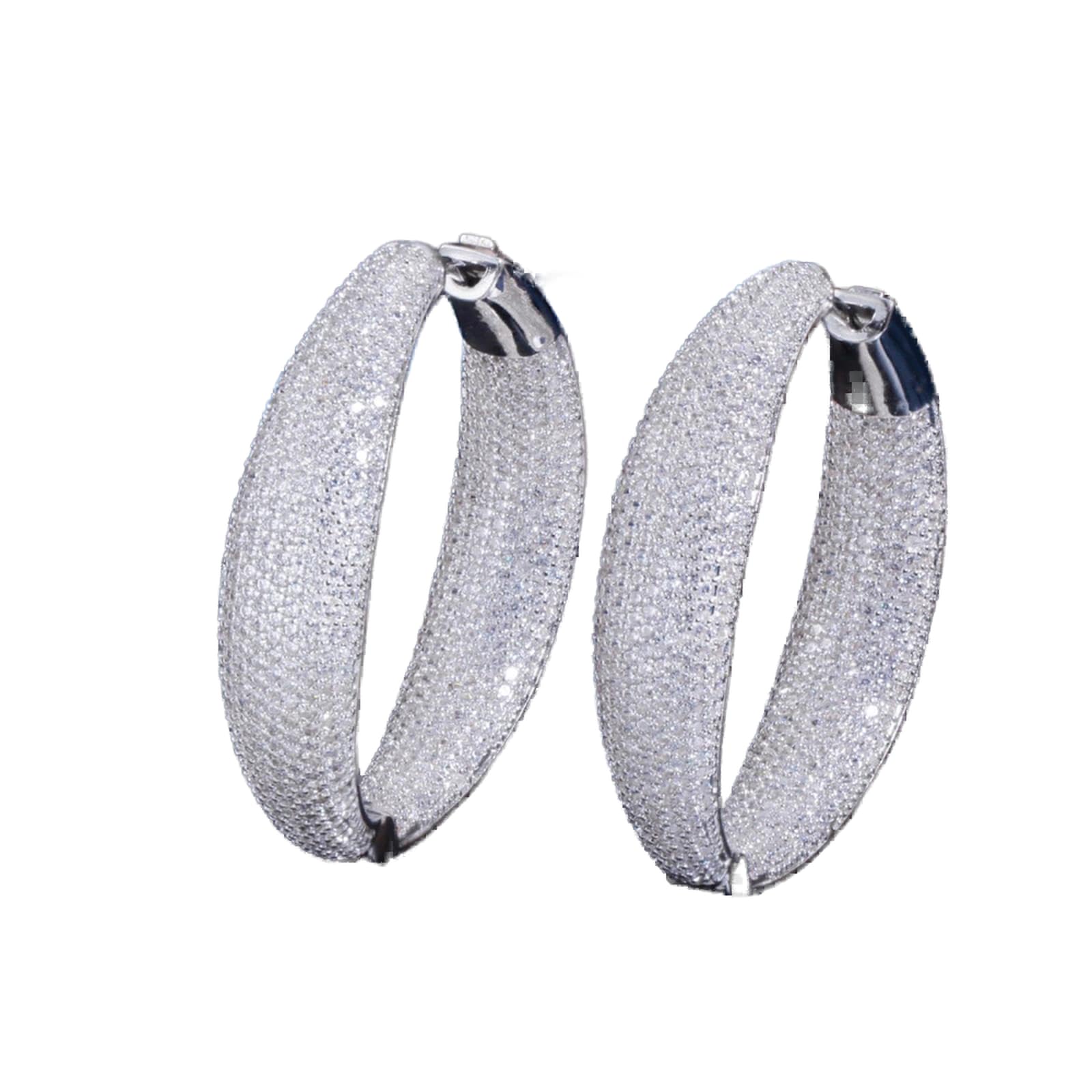 ZLING Zircons Micro Pave Cubic Zirconia Round Big Statement Hoop Earrings Silver Color Women Wedding Bridal Jewelry