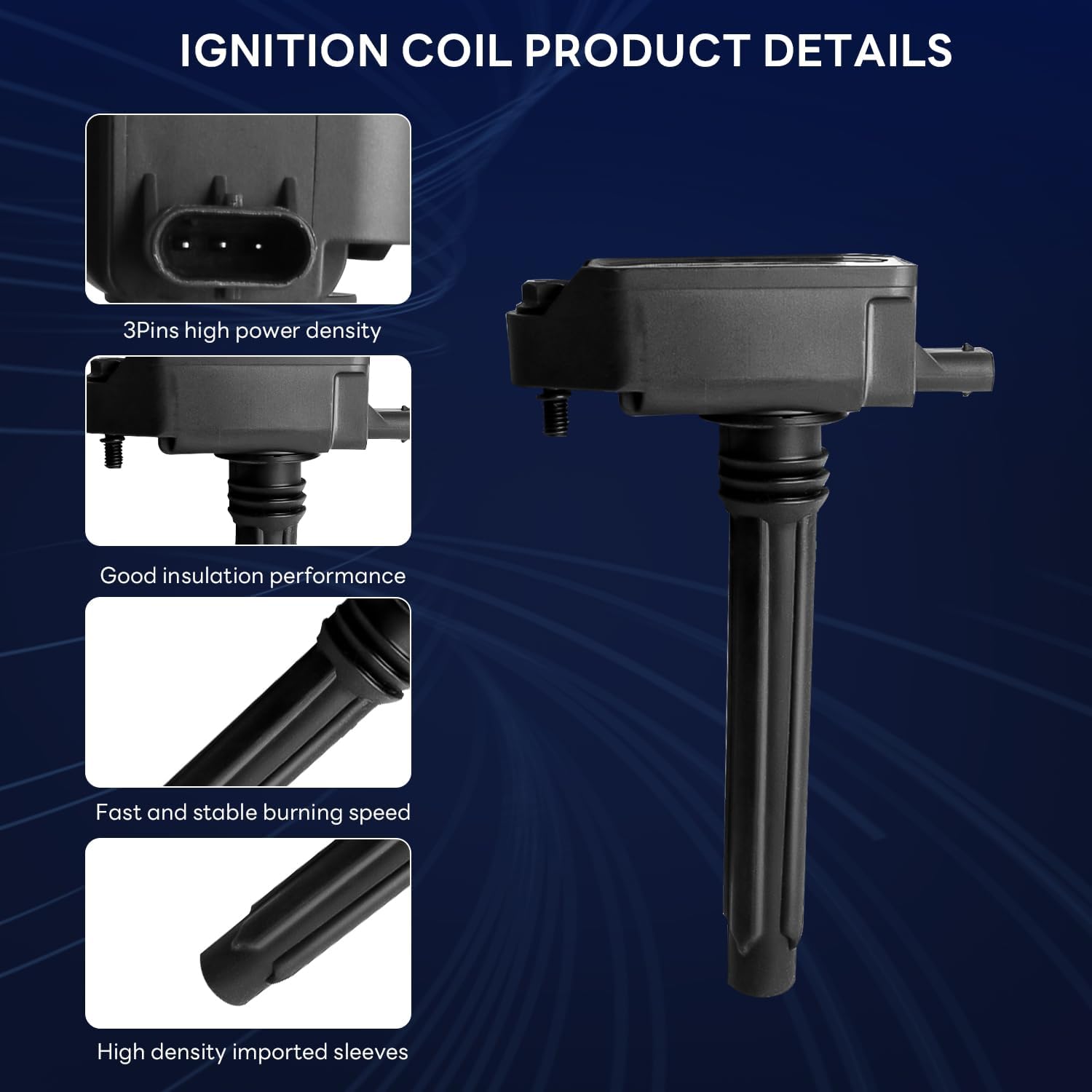 Ignition Coil Pack UF807 and Iridium Spark Plugs (Set of 6) Compatible with Chrysler Pacifica Dodge Durango Jeep Grand Cherokee Wrangler Ram 1500 3.6L V6 Replaces # 0221504038 C989 68223569AB