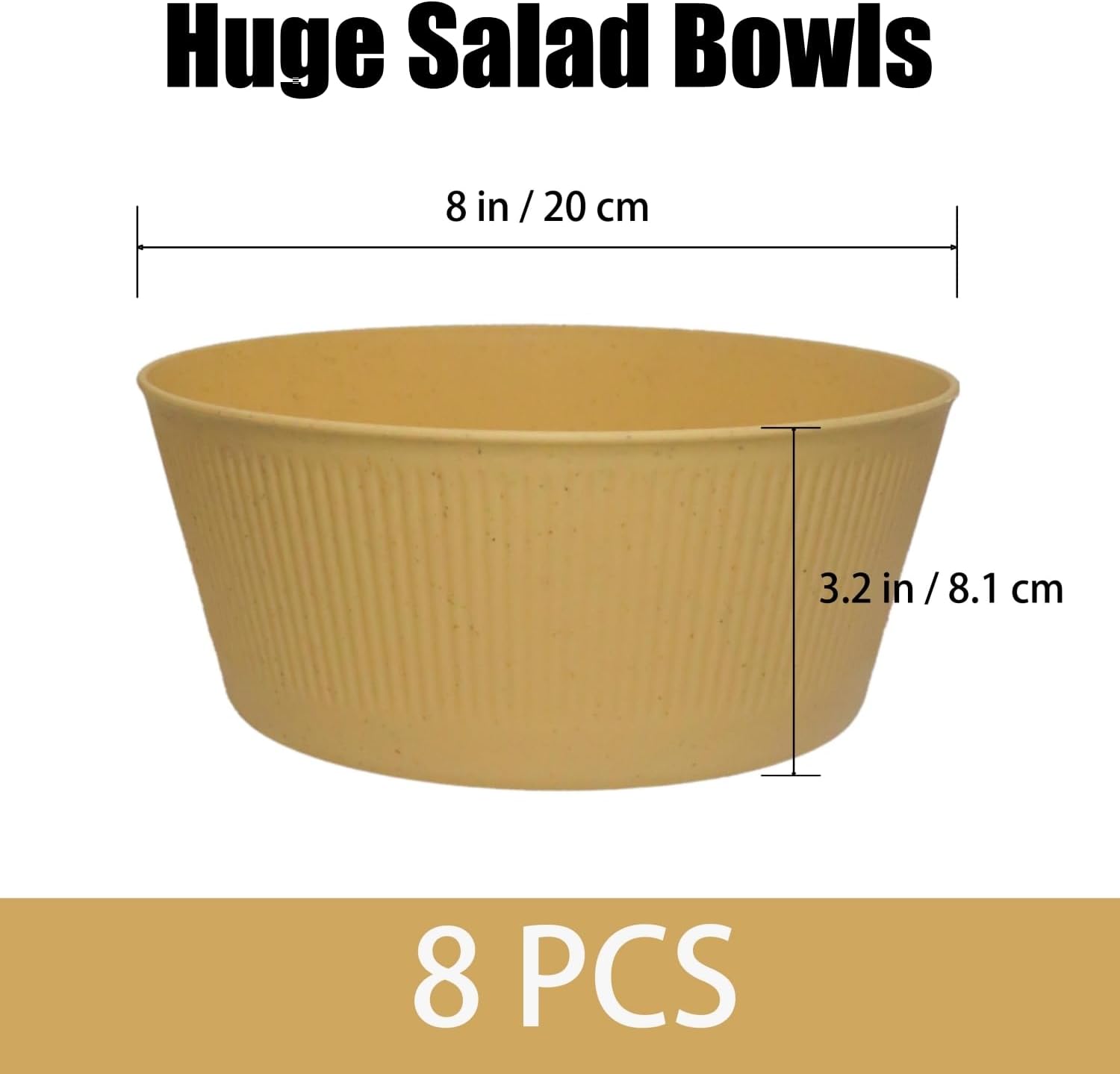 Wheat Straw Large Cereal Bowls 8 Pack 54 Oz Plastic Salad Bowl Set image 3