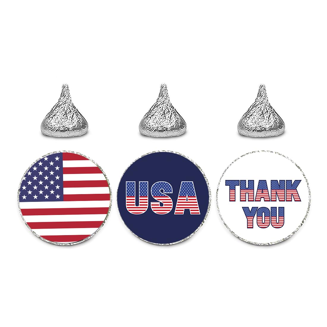Andaz Press 240 Pack 4th of July Stickers, Bulk Chocolate Drop Labels American Flag, USA, Thank You Fourth of July Stickers, USA Patriotic Stickers