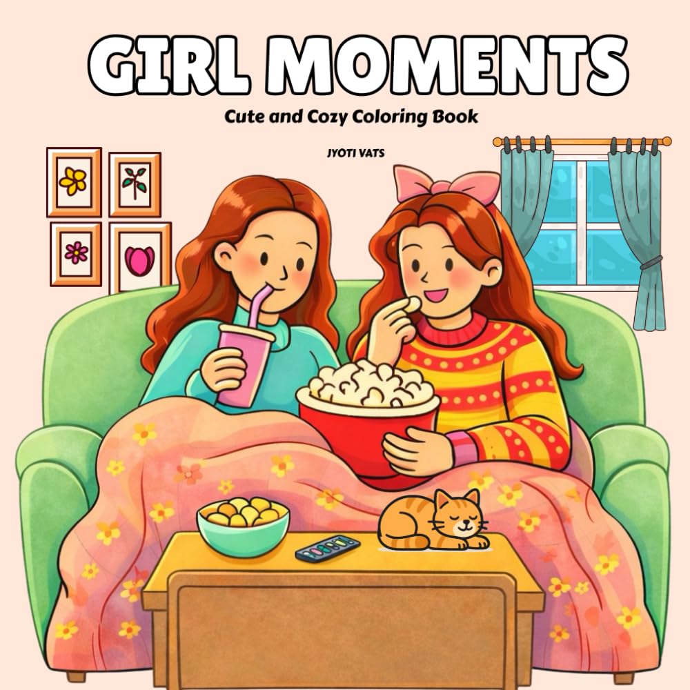 Girl Moments Coloring Book for Adults and Teens: A Cozy Coloring Book for Stress Relief, Relaxation Featuring Cute Comfy Girl Moments (Cute and Cozy Coloring Books)