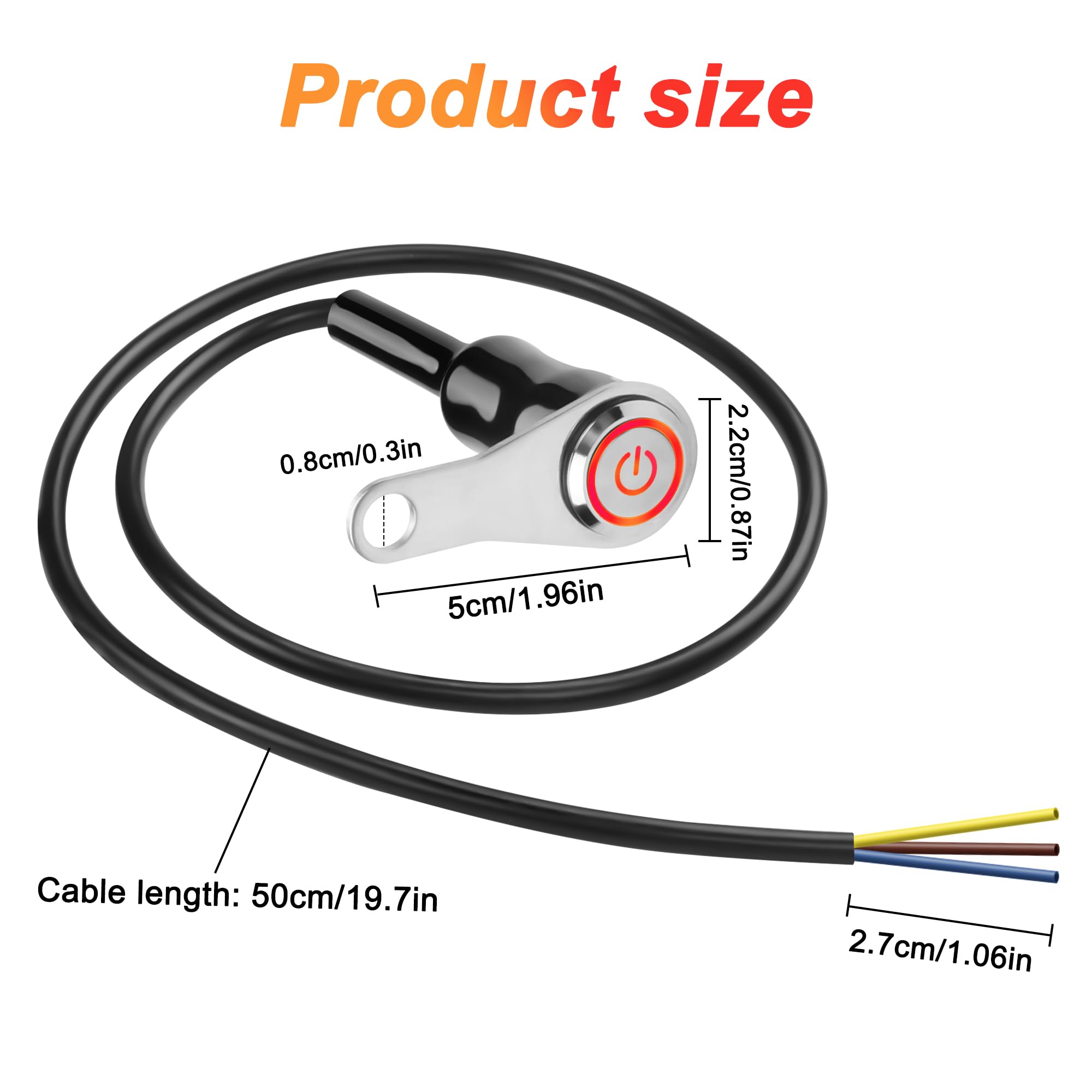MEIRIYFA Przełącznik LED do motocykla, 12 V, uniwersalny przełącznik LED na kierownicę motocykla, zamiennik modyfikacji bracket control, 2 sztuki, czerwone światło