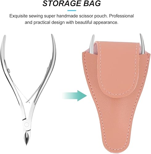 Miniatura 2 de Housoutil Funda para pinza de cutícula, 3 piezas, funda de alicates de cuero con soporte para tijeras de uñas a presión, bolsa de tijeras de