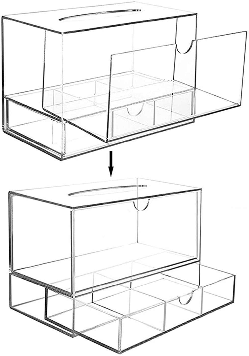 Organizador De Maquillaje Acrílico Envases De Maquillaje Organizador De Cosméticos Soporte Para Pinceles De Maquillaje - Organizador De Tejido Cosmético Acrílico Cajón De Almacenamiento Extraíble