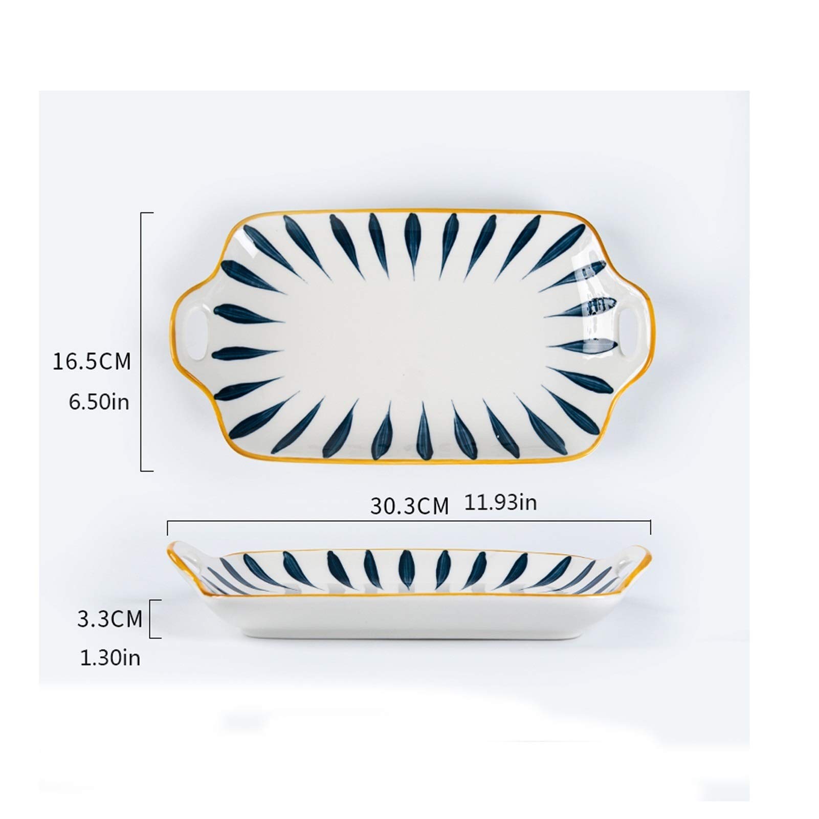 Talerz Obiadowy/Talerze Sałatkowe Prostokątny ceramiczny talerz obiadowy, duża płyta rybna z dwoma uchwytami, spersonalizowanym deserem, płytką sushi, rodzina i restauracją. zestaw talerzy/małe tale