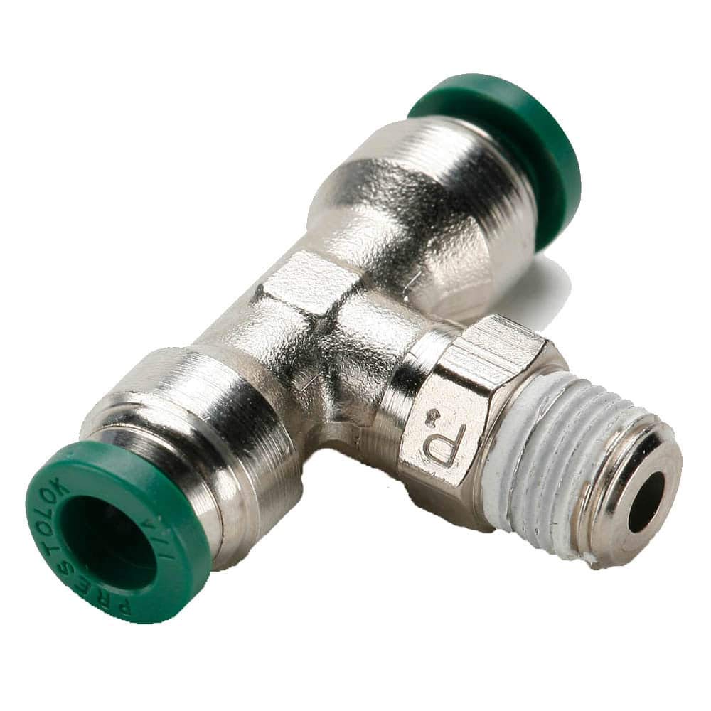 Parker Hannifin W172PLP-6-4-pk10 Prestolok PLP Male Branch Tee Swivel Push-to-Connect Fitting, Nickel Plated Brass, 3/8" Push-to-Connect Tube x 1/4" Male NPTF (Pack of 10)
