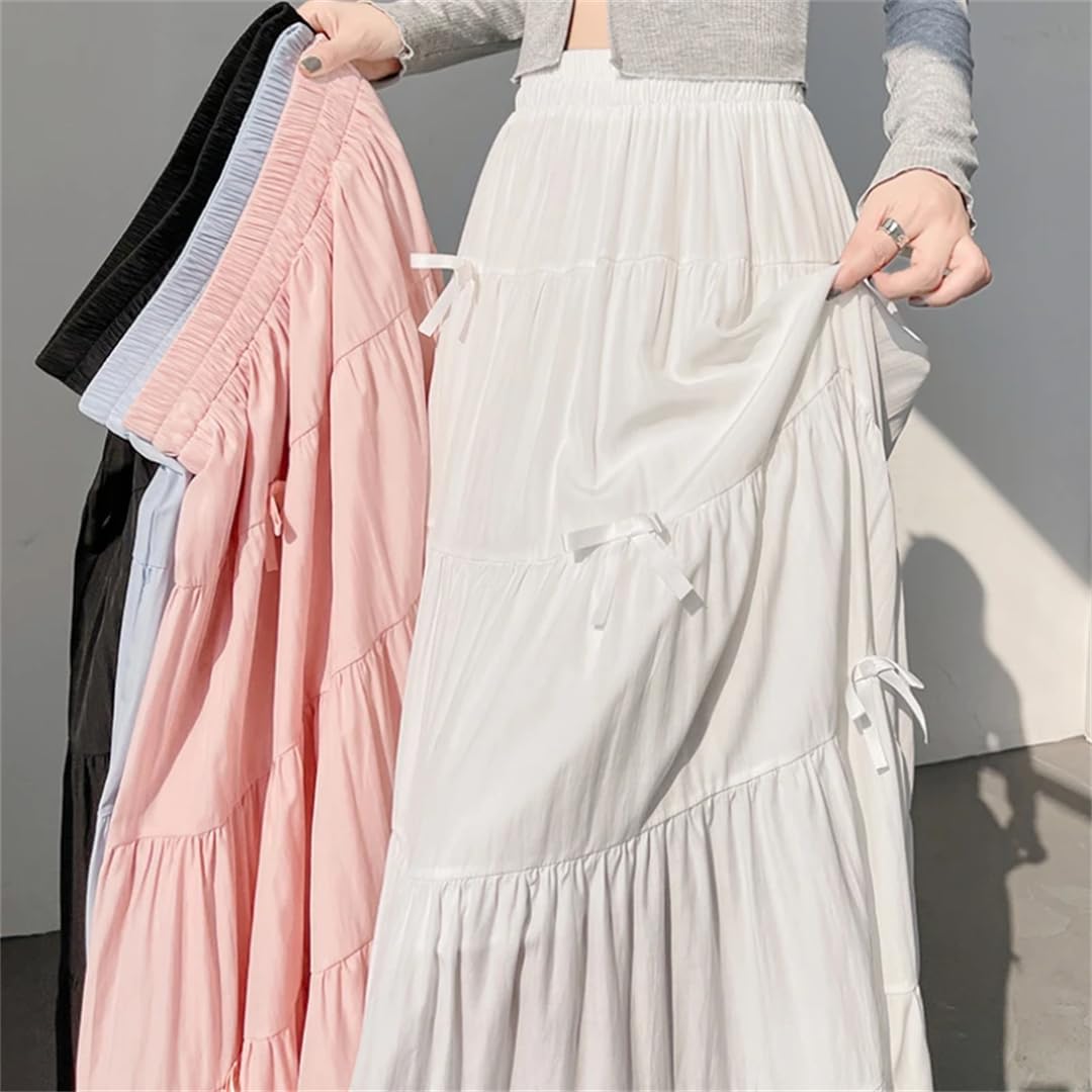 Gonne lunghe da donna A Line con fiocco in tulle patchwork a vita alta grandi gonne a ombrello altalena