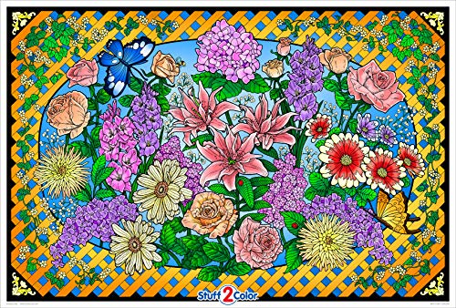 Flower Explosion - Giant Beautiful Coloring Poster (Great for Sharing, Family Time, Adults, Kids, Classrooms, Care Facilities and Group Activities)