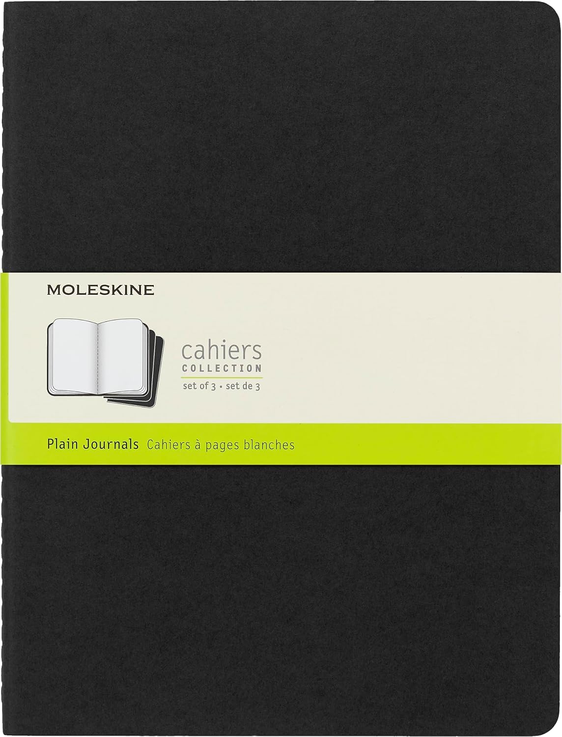 MoleskineCahier Journal, Set 3 Notebooks with Plain Pages, Cardboard Cover, Colour Black, 120 Pages, Size Extra Large 19 x 25 cmThe Forest Stewardship Council