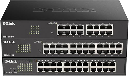 Miniatura 7 de D-Link Conmutador Ethernet, 24 puertos Gigabit Easy Smart Managed Network Internet Desktop o Rack Mount (DGS-1100-24V2), negro