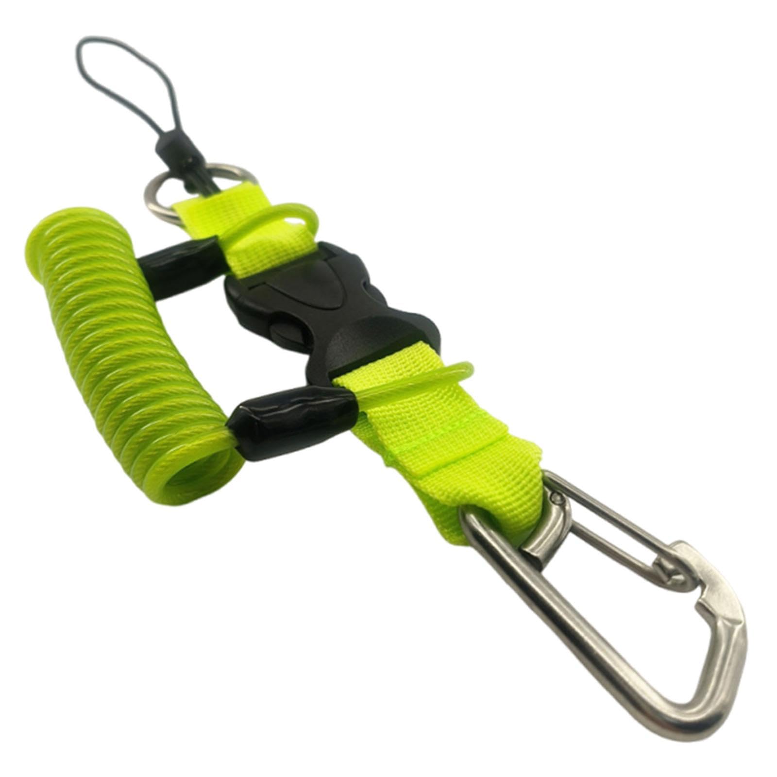 FABLOFT Scuba Diving Lanyard Heavy Duty Spring Coiled Lanyard for flashlights Camera Green-image-48