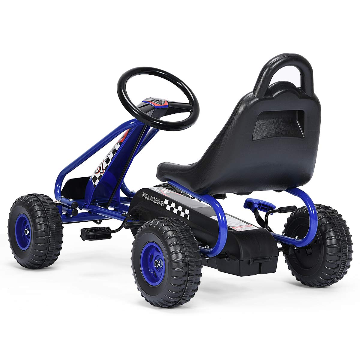 GYMAX Go Kart per Bambini 3-6 Anni, Macchina Cavalcabile con Pedali e Sedile Regolabile, Go Kart Giocattolo Facile da Controllare, 50x92x53 cm (Blu)