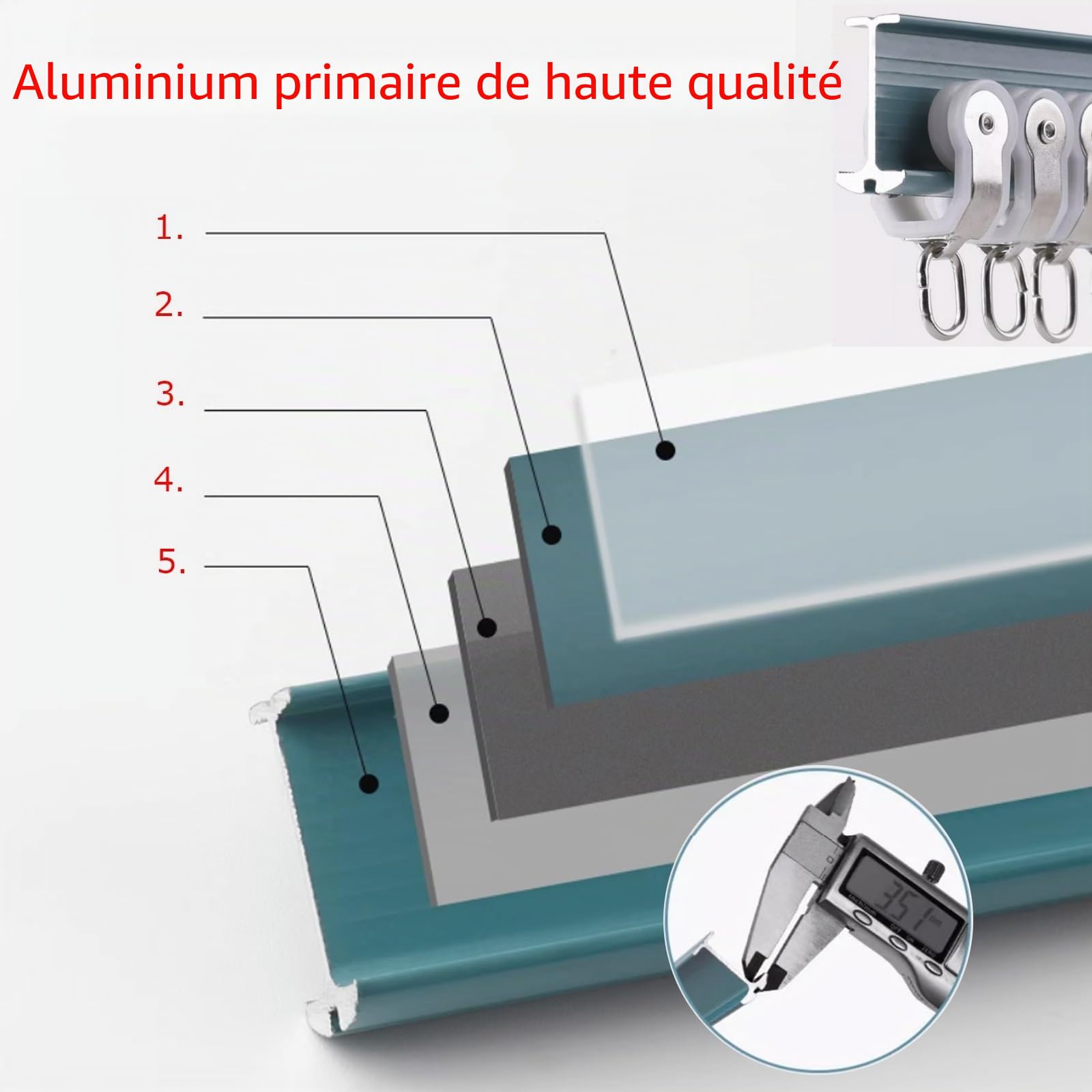 Rail De Rideau De Plafond Flexible En Aluminium Pour Rideaux Pour Baies Vitrées, Camping-cars, Noir Blanc Piste Rideau Occultant Tringle Facile À Installer, Tringles À Rideaux Lourdes Luxueuses