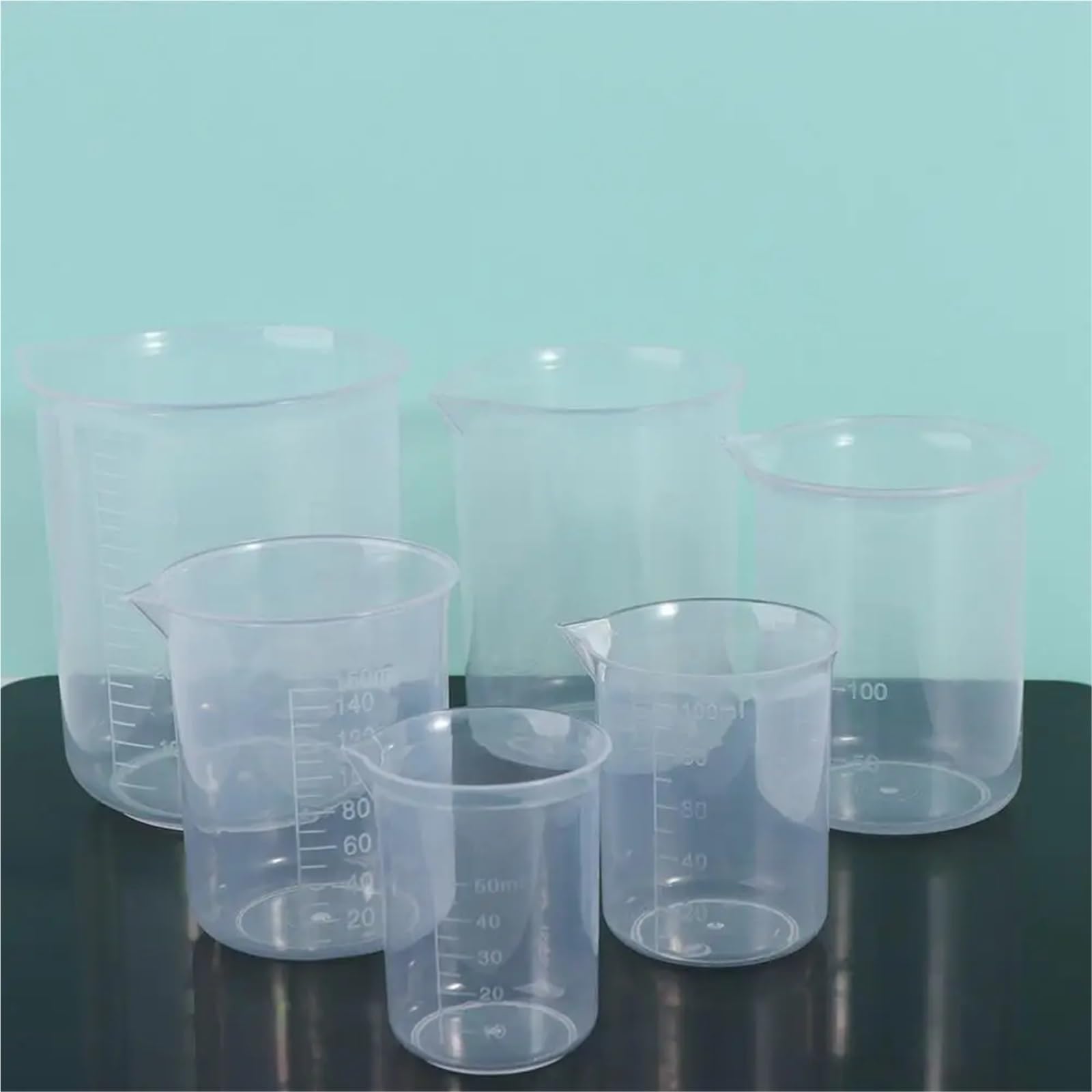 10pcs Reusable with Scale Thickened Transparent Stackable Mixing Cups Measuring Cup Graduated Cylinder Beaker Para Cocina Laboratorio(1000ml)