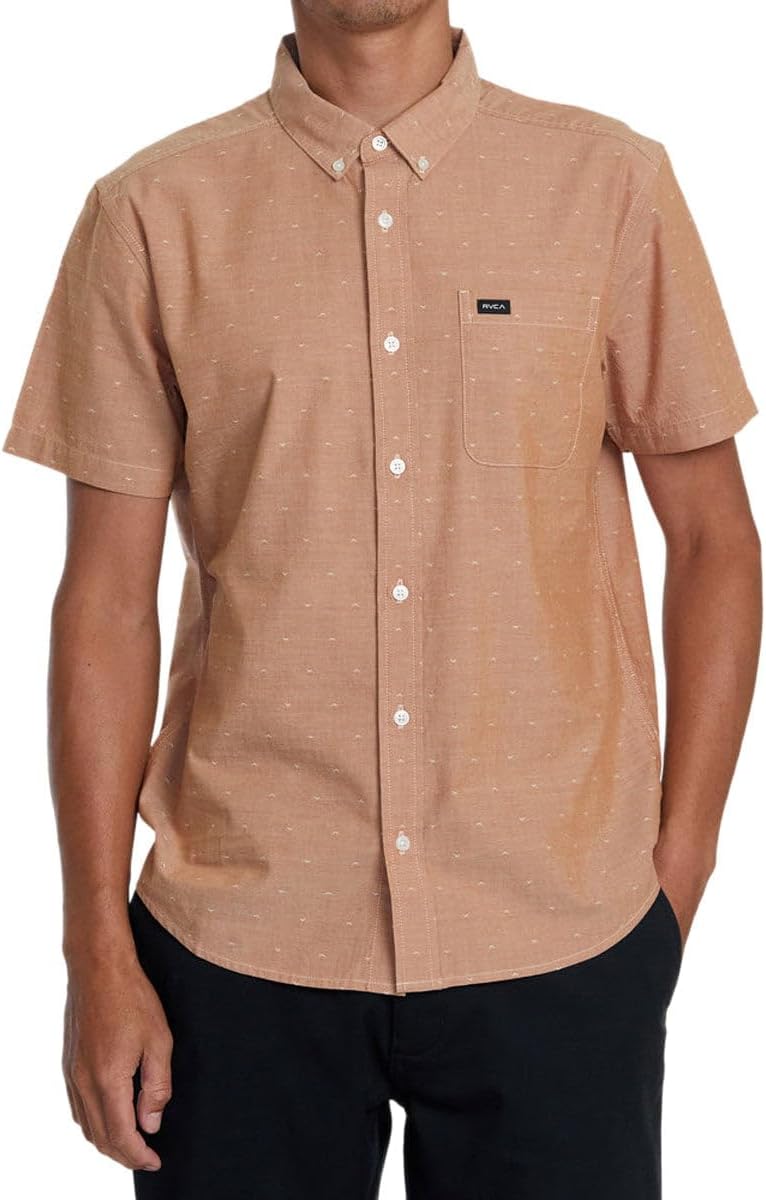 RVCA Mens That'll Do Dobby Short Sleeve Adobe Medium