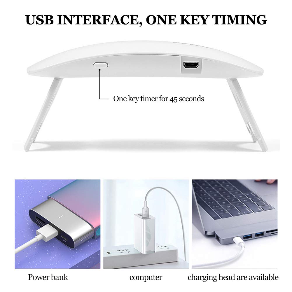 Lampada per Unghie, Asciuga Unghie, Lampada LED/asciuga Unghie, for Smalto Gel, for Manicure e Pedicure, Mini Strumento Manicure ad Asciugatura Rapida, 6W