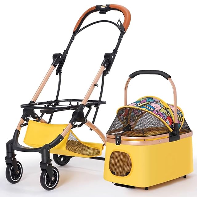 ZJYIGOWL Silla de Paseo for Perros pequeños y medianos, Estructura de aleación de Aluminio