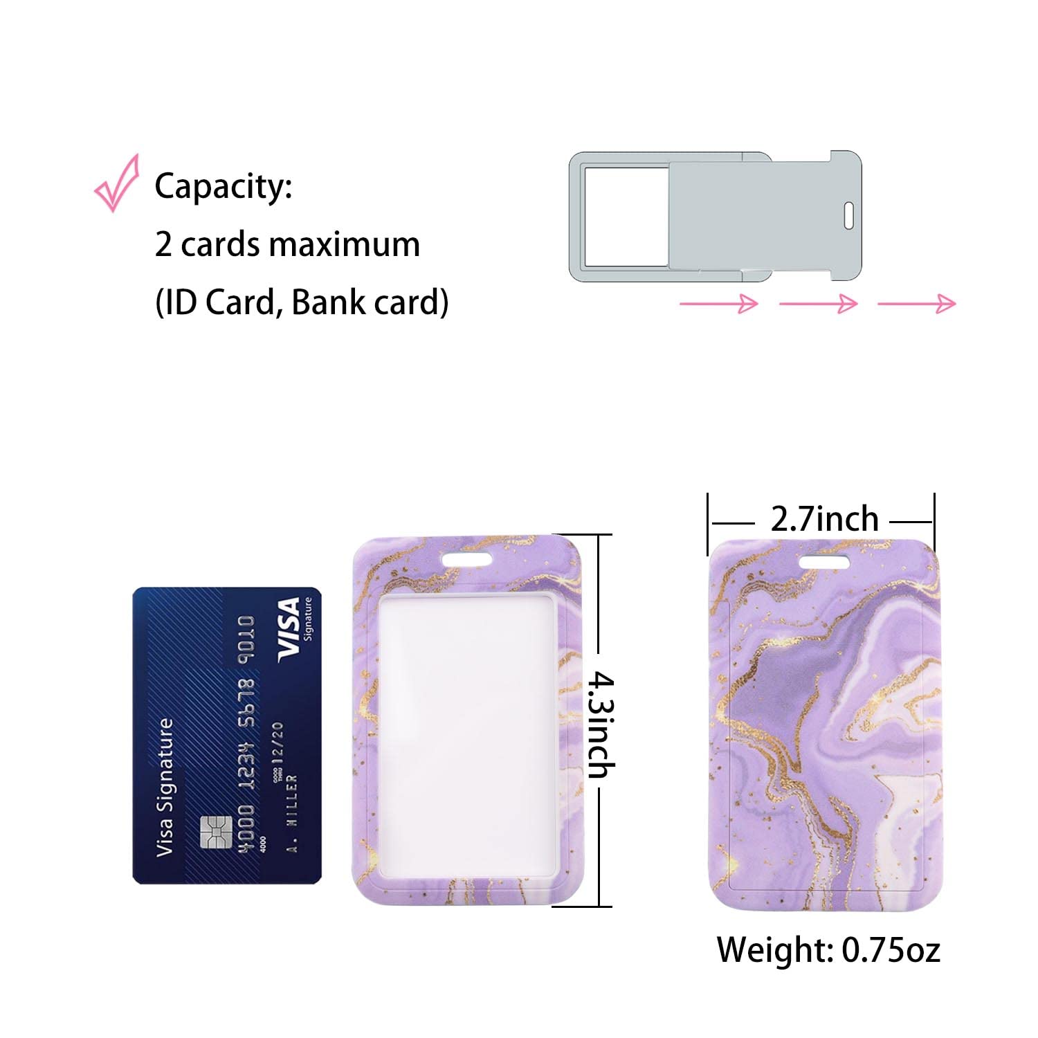 Lanyard with Clip for Keys with Card Holder Set Cute Purple Marble Neck Strap for Men Women Elegant Business Gift - Image 4