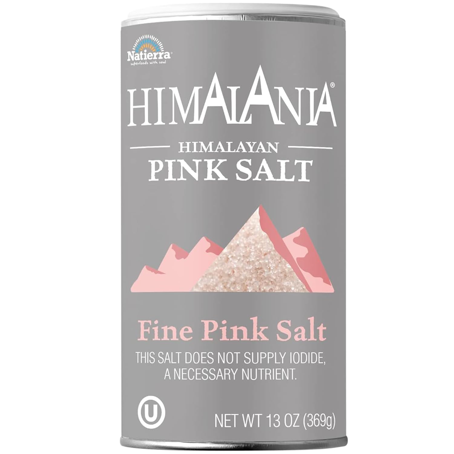 NATIERRA Himalayan Pink Salt, Fine Grain Salt Shaker Bottle, Unrefined & Non-GMO, 13 Ounce