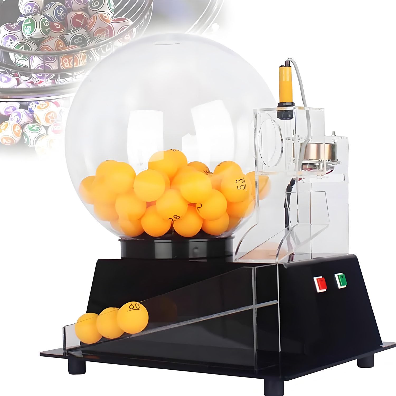 Aiodio Black Acrylic Bingo Cage Machine, Automatic Lottery Draw