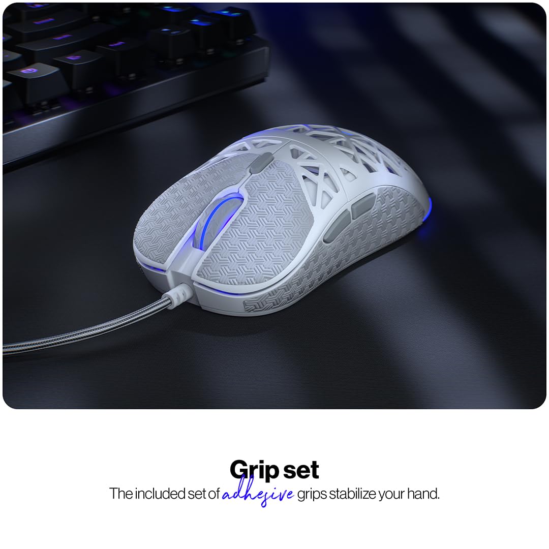 ENDORFY Liv Wireless Onyx White, ratón Gaming Blanco, ratón inalámbrico, diseño Ultraligero (69 g), máximo 12.000 PPP, PixArt PAW3311, Kailh GM 4.0, 2.4 GHz, BT, USB-A, retroiluminación ARGB, EY6A019
