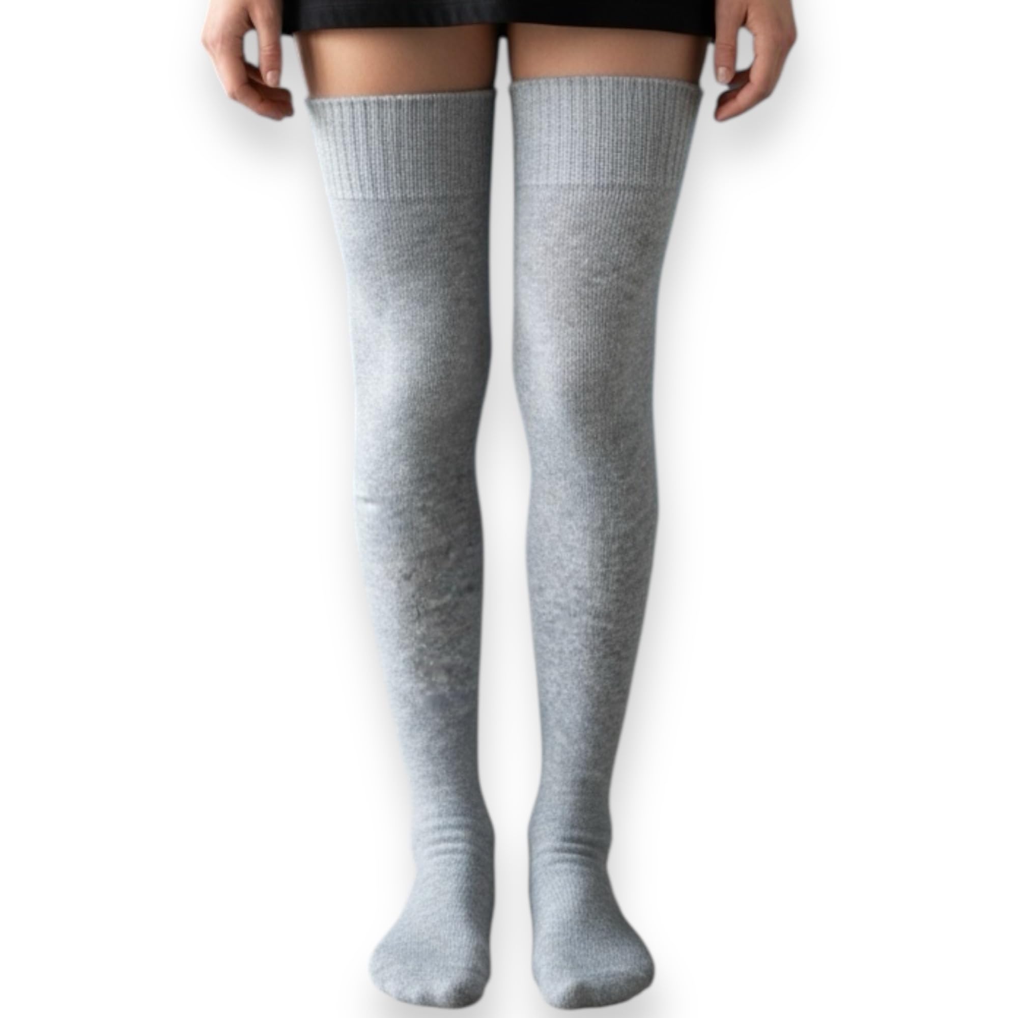 Lambswool Over Knee Extra High Winter Natural Thermal Socks Women Knit Wool Long Thigh Leg Warmers Cozy Hosiery