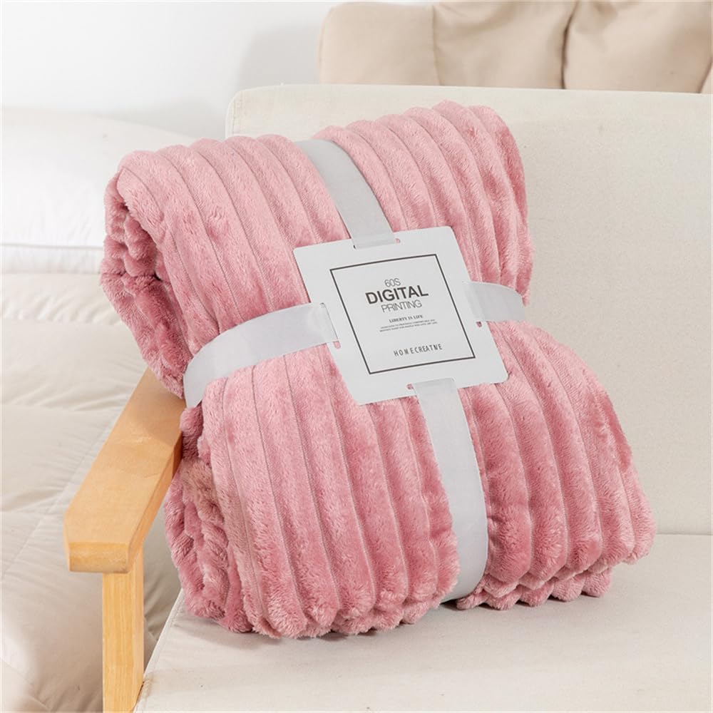 Manta de Franela Extra Suave y Cómodo Color Sólido Manta para Sofa Manta Cama 90 150 Manta de Felpa Microfibra de Invierno Cálida y Gruesa Dormitorio Sobrecama (100x150cm,Rosa)