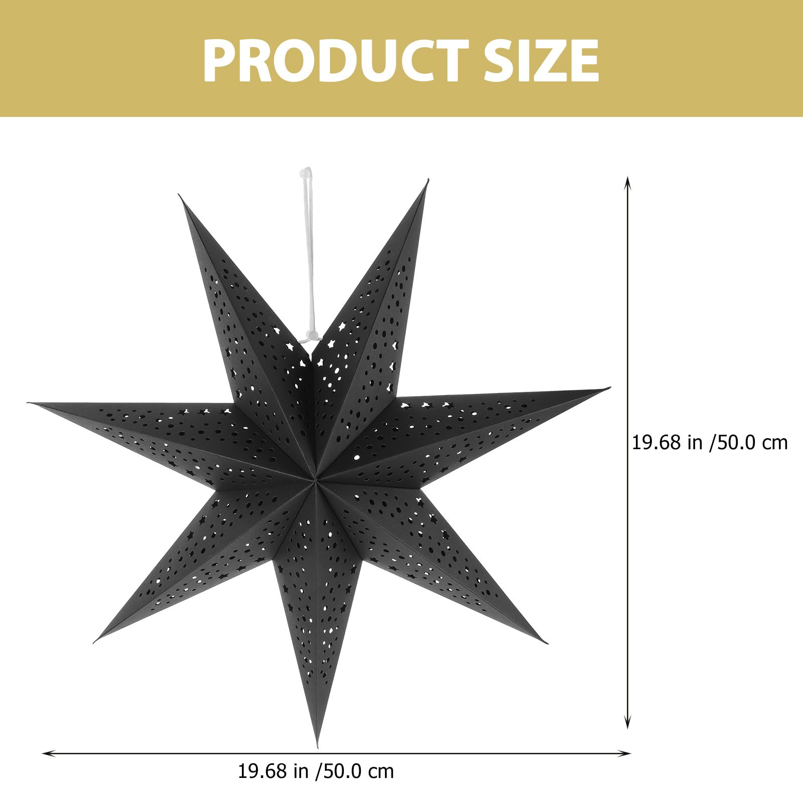 Baluue 3 Pcs Christmas Stereoscopic Star Shaped Lampshade, Christmas tree ornaments Ceiling Lamp Pendant Hanging Lantern Lampshade for Christmas Party Home Decorations(Black)