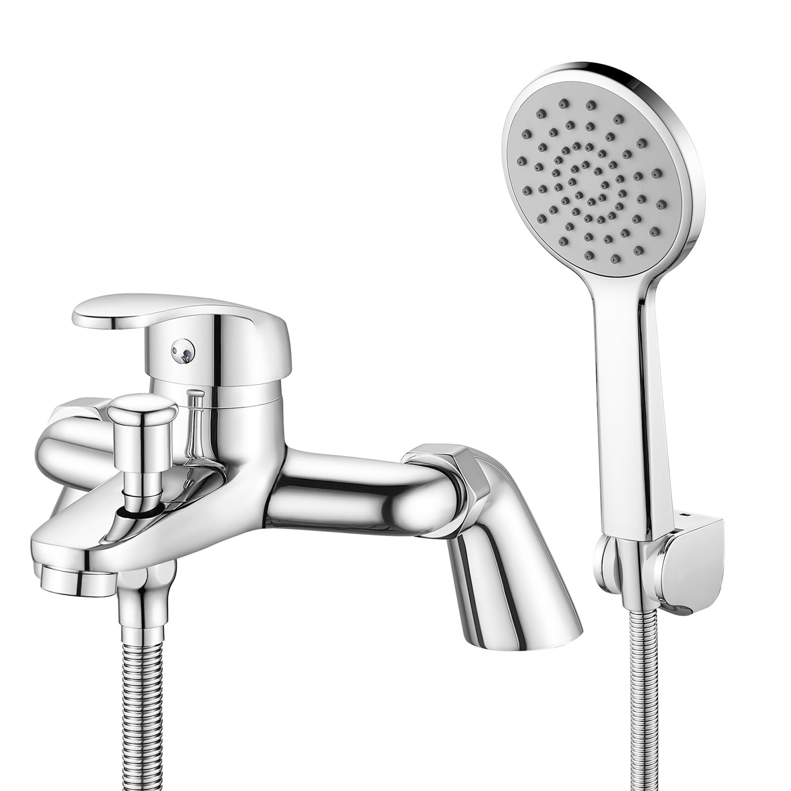 Bath Tap with Shower Head and 1.5M Hose, Modern Bath Shower Mixer Tap, Single Lever Bath Mixer Tap Shower Kit for Bathtub and Shower, Bath Filler Mixer Tap Chrome, Solid Brass, 180mm Centres
