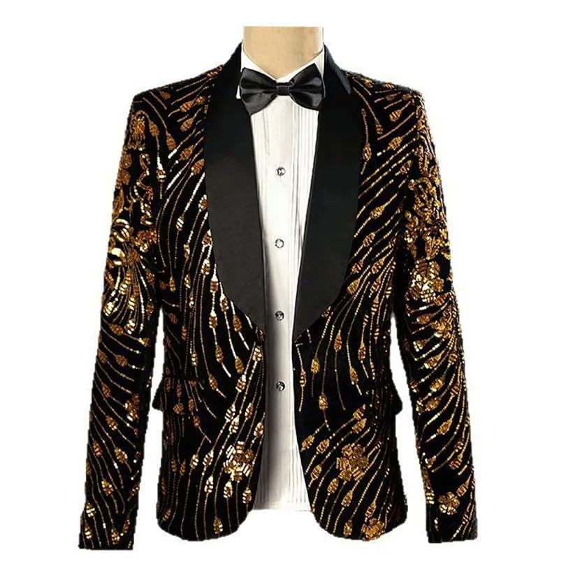 Men's Long-Sleeved Suit Jacket Dress Coat Singer Stage Performance Party Blazers2
