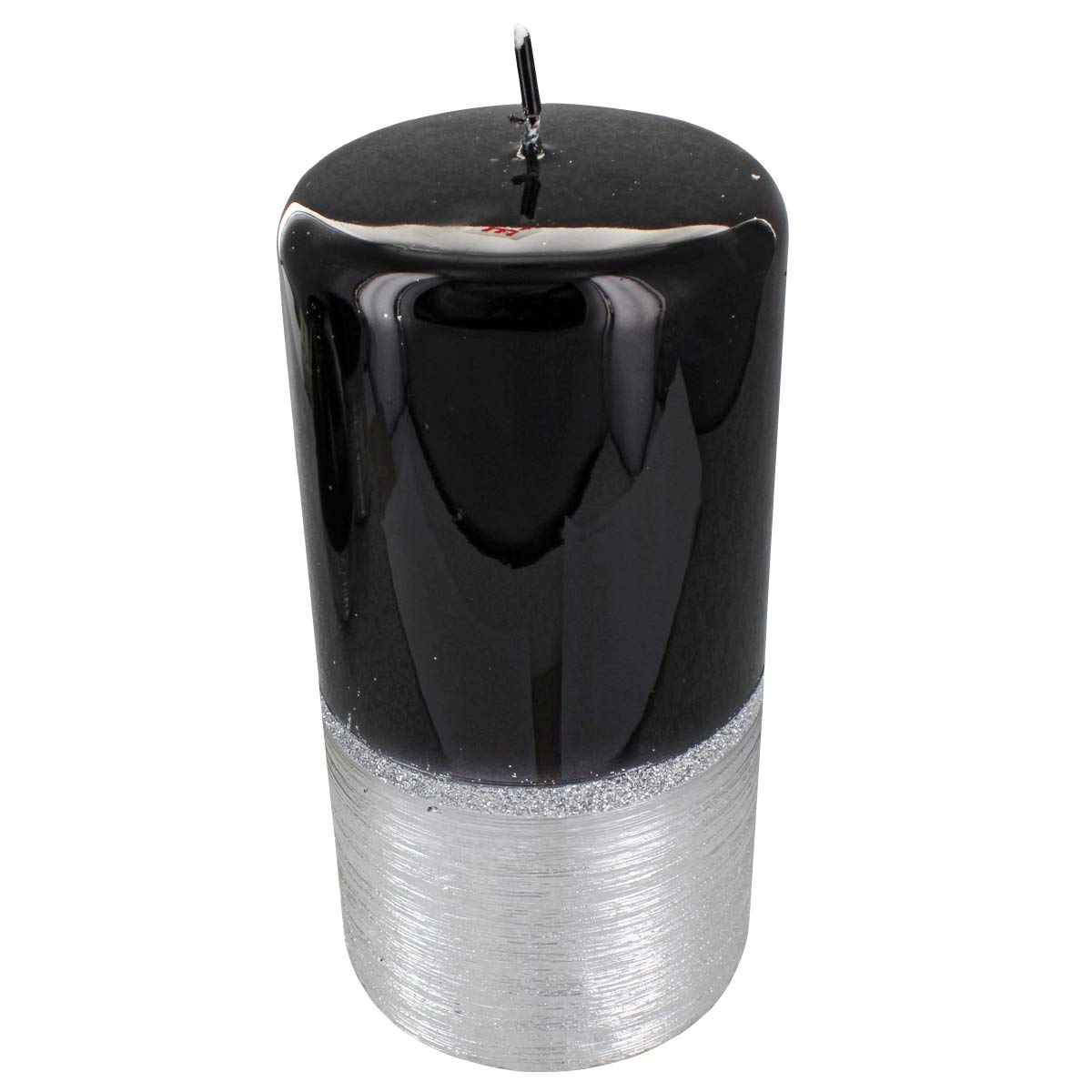 G Decor Black, Silver Black Silver Glass Glitter Pillar Candle (Large Pillar)