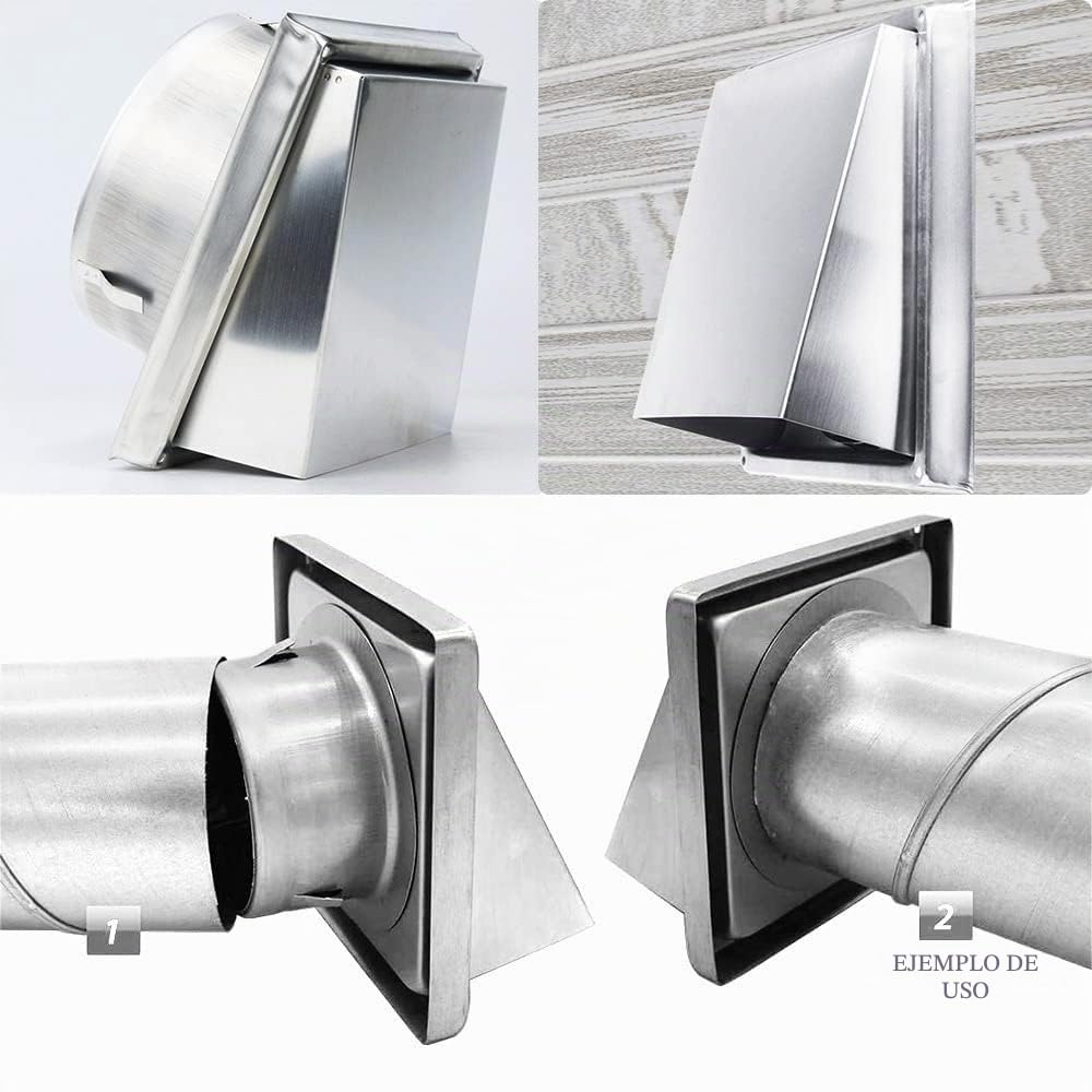 100mm Rejilla Ventilación Acero Inoxidable Rejilla Protectoras Malla Fina | Rejilla de Ventilación Rejilla Exterior de Pared Sistema Ventilación para Pared Exterior Tubería Extractor Cocina Chimenea