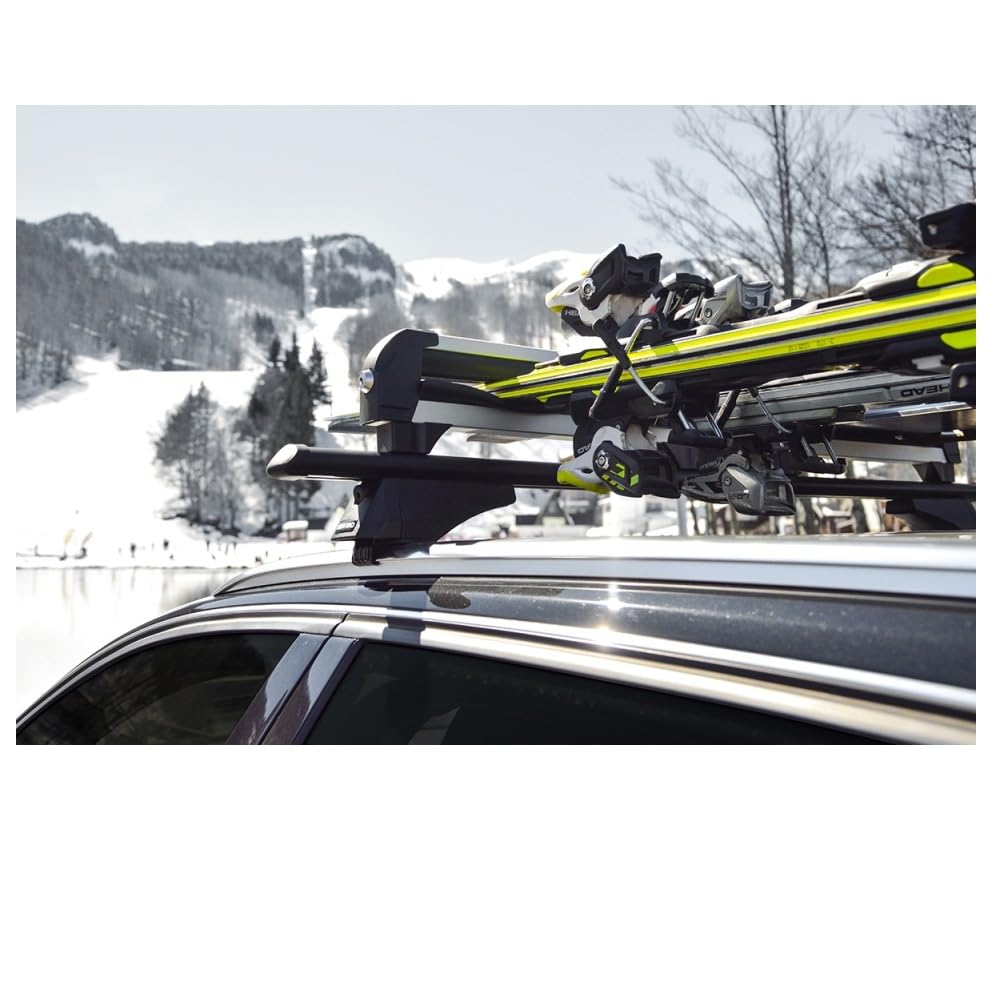 Compatible con Volkswagen T-ROC Porta ESQUÍ DE Aluminio para Techo DE Coche con 4 Pares DE ESQUÍES O 2 Snowboards HOMOLOGADO por MENABO