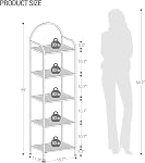 Hzuaneri 5 Tier Bookcase Bookshelf, Tempered Glass Bookshelves | Slim Shelving Unit for Bedroom,Bathroom,Home Office,Steel Frame,Gold BC05001G