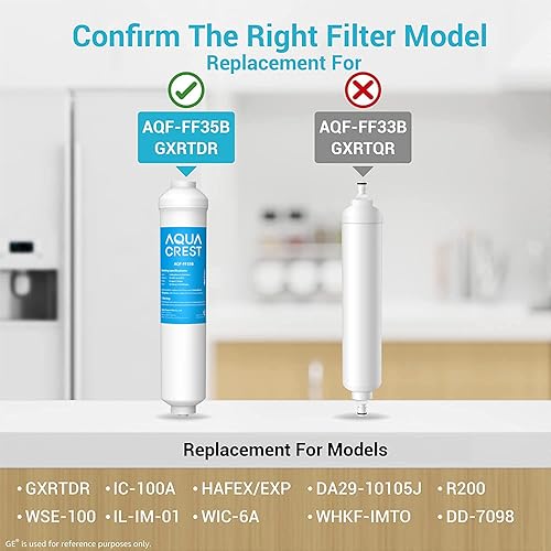 Miniatura 2 de AQUA CREST Filtro de agua en línea GXRTDR, repuesto para GE® GXRTDR, Samsung DA29-10105J, Whirlpool WHKF-IMTO, 4 filtros