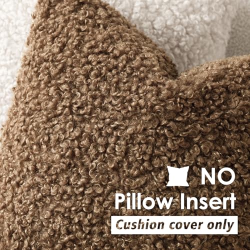 Image of Foindtower 2 Pieces 24x24 Inch Dark Bronze, Faux Fur Throw Pillow Cover Accent Sherpa Furry Pillow Covers Fuzzy Soft Pillowcases Cozy Sheepskin Decorative Fleece Cushion Case for Bed Couch Living Room