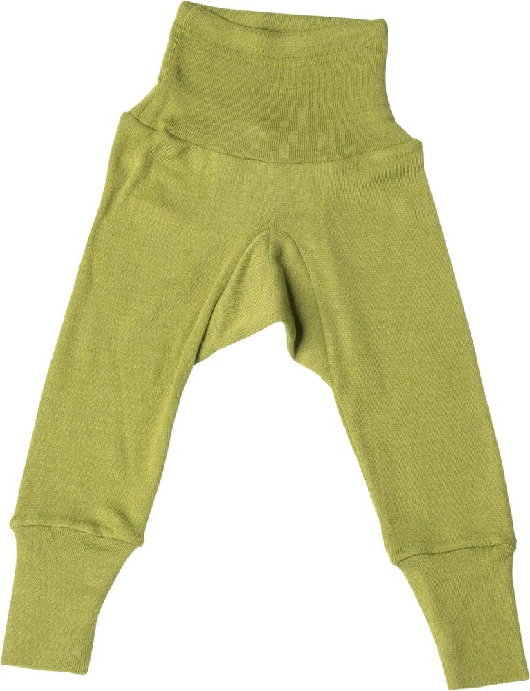 Cosilana, Baby Navel Waistband Trousers 70% Wool 30% Silk, Plain green, 74/80 cm