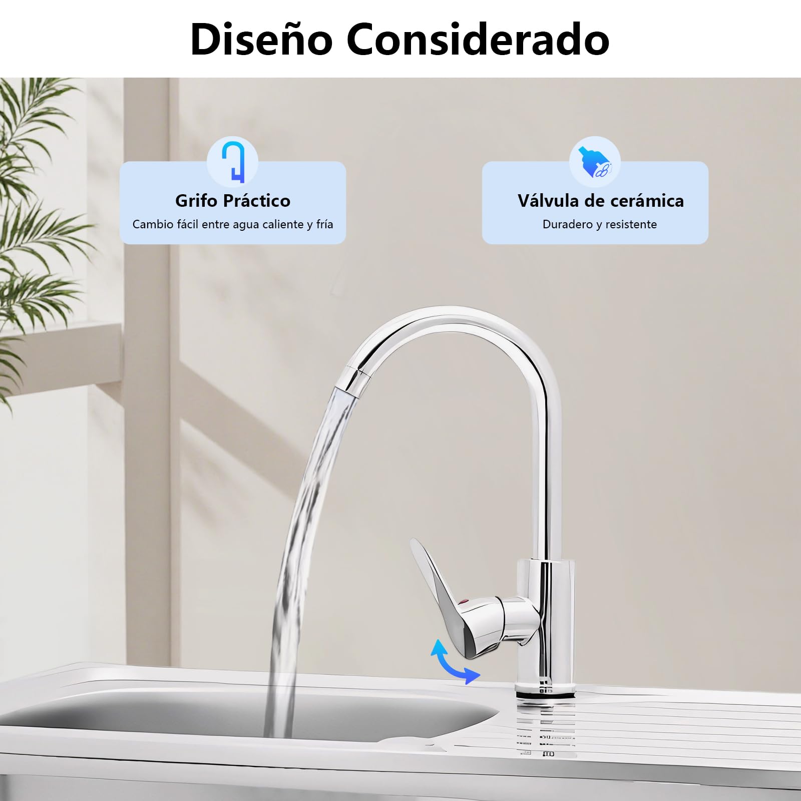 Fregadero de cocina Fregadero de acero inoxidable con mesa de trabajo y grifo, fregadero comercial, mesa de trabajo, fregadero de cocina, fregadero empotrado, 75 x 40 x 76 cm