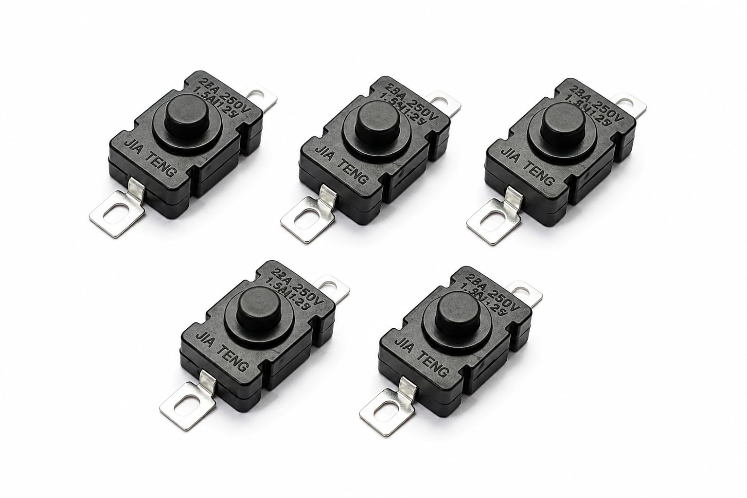 (pack of 5) self locking tactile tact push button switch 2pin dc 260v 1.5a