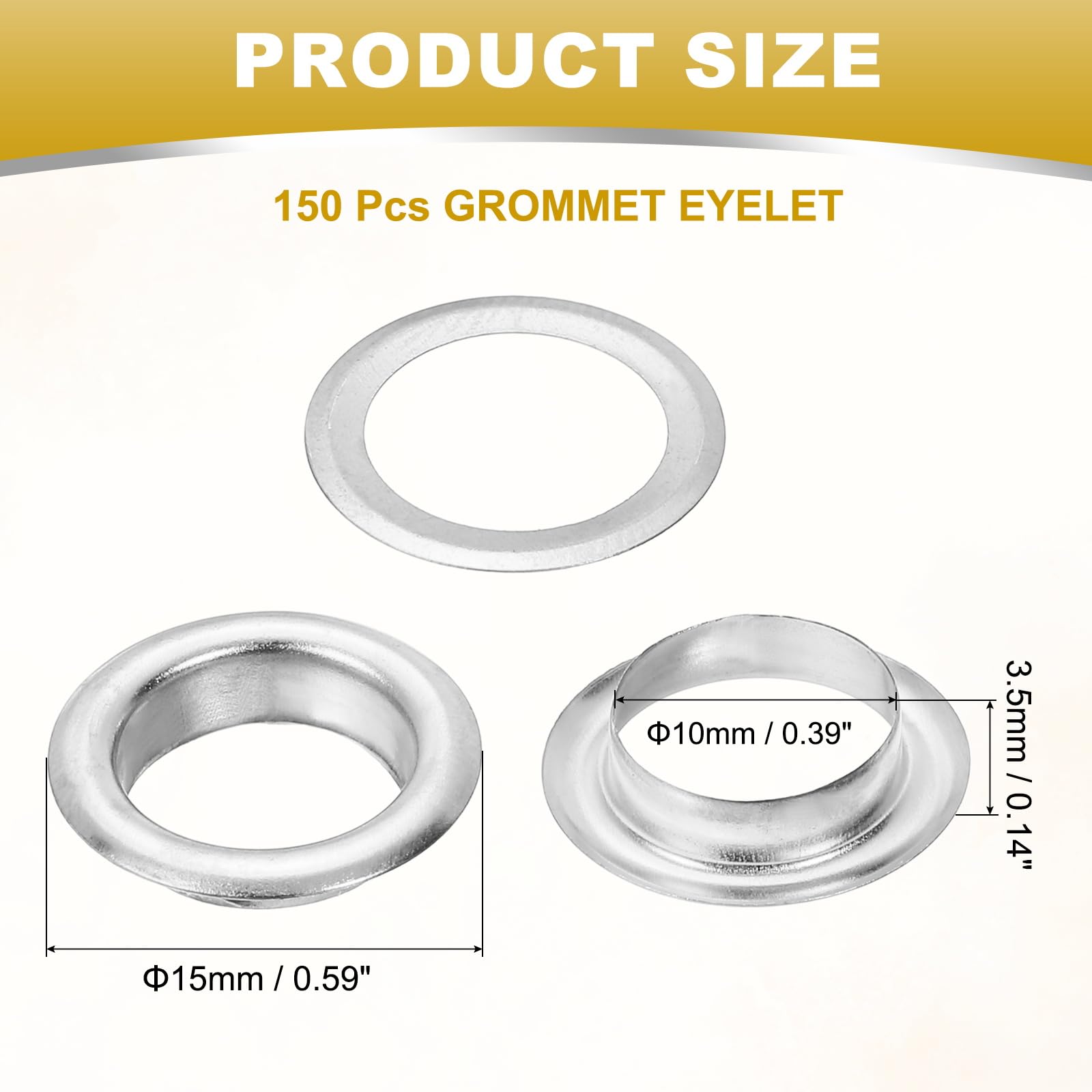 PATIKIL 10mm/3/8" Metal Eyelets - Image 2