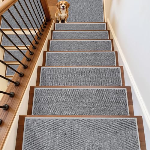 Carpet Stair Treads Non Slip - 28 Pack 8" x 30" Peel and Stick Stairs Tread for Wooden Steps Washable Stair Runners Rug Stain Resistant Edging Stairca