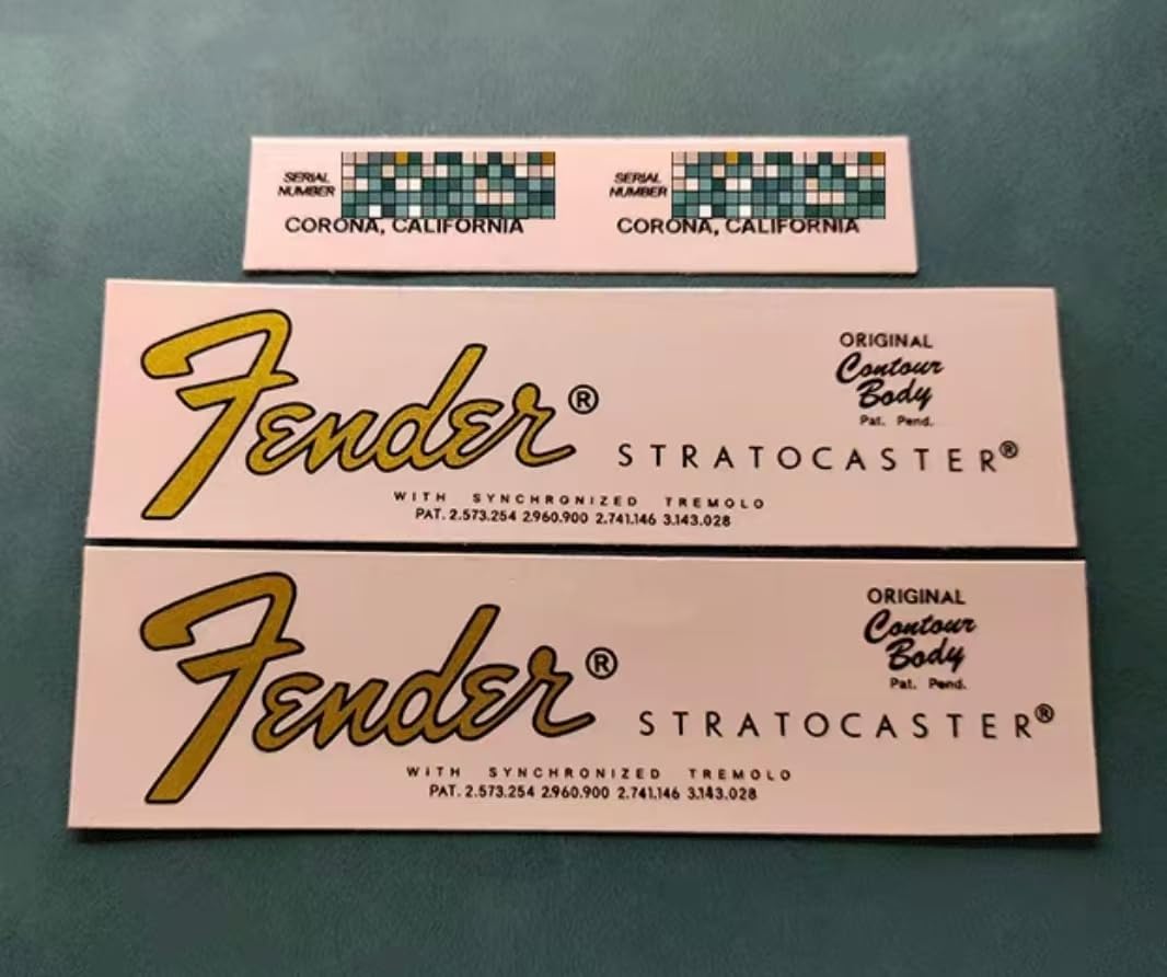 2PCS 60S Vintage Style Electric Guitar and Bass Head Stickers - Suitable for Fender Guitar Head Logo Water Transfer Stickers - Removable Film (American Style)